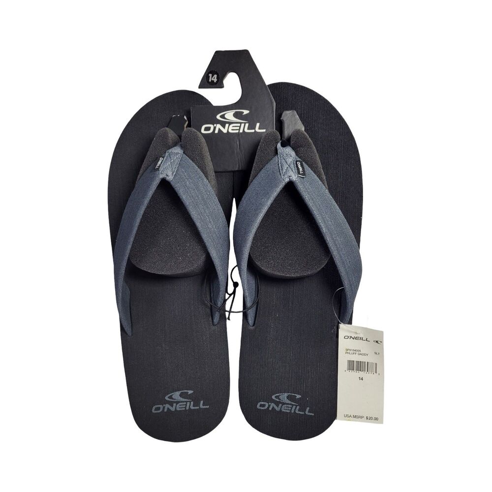 O'Neal Phluff Daddy Black Flip Flop Sandals Men's Size 14
